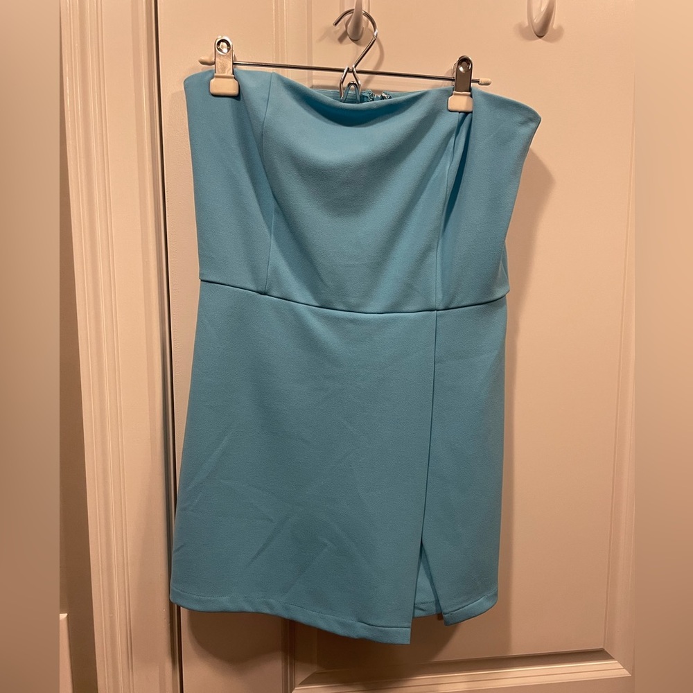 NWT. She + Sky Strapless Blue Jumpsuit